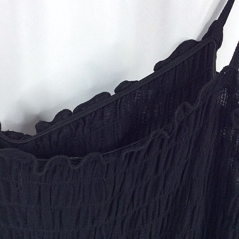 ellos Women's Plus Size Handkerchief Hem Dress 1X 22/24 Black Tank Smocked - Picture 3 of 11